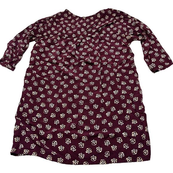 Old Navy Dress Womens Size Large L Burgundy Floral All Over Print 100% Rayon - Picture 3 of 9